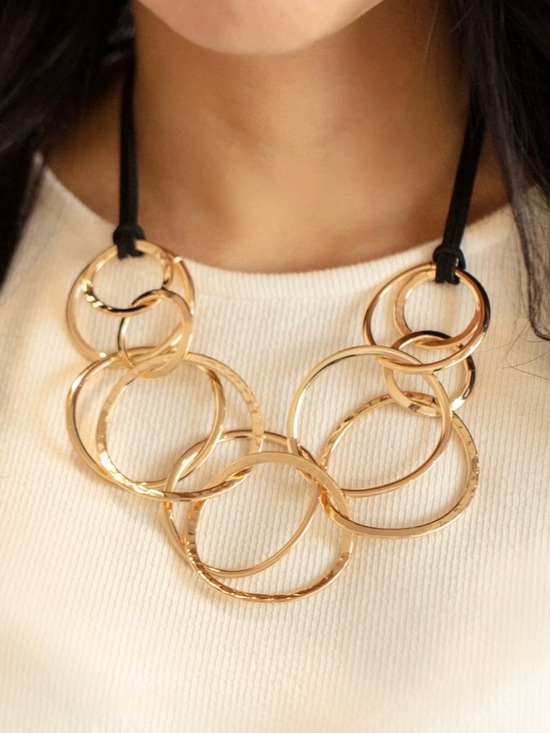 Jewelry - Spiraling Out Of Couture Gold Multi-Ring Chunky Statement Necklace Women Jewelry